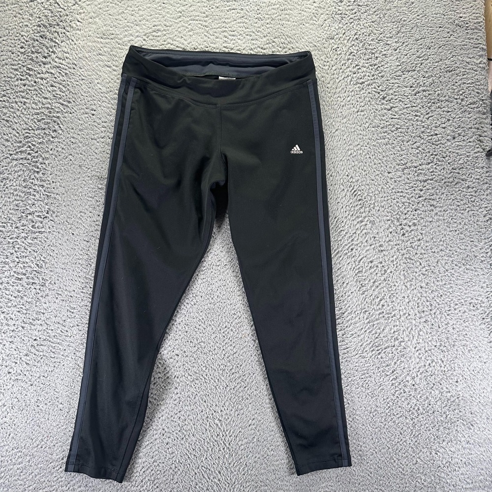 Adidas Climalite Legging Men L Black Tapered 3-Stripe Sports Running Performance